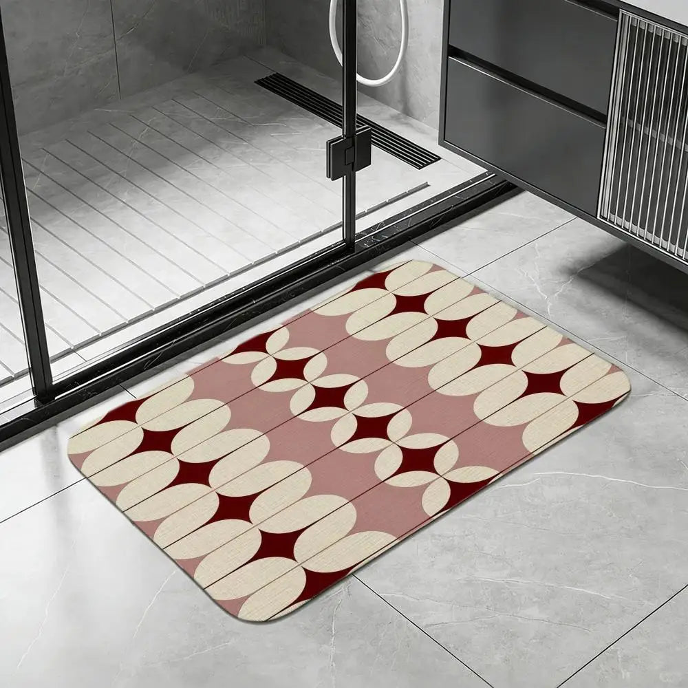 Mid Century Starburst Diatomite Bath Mat – Quick Dry Non-Slip Diatomite Bath Mat Axl White7 40x60cm