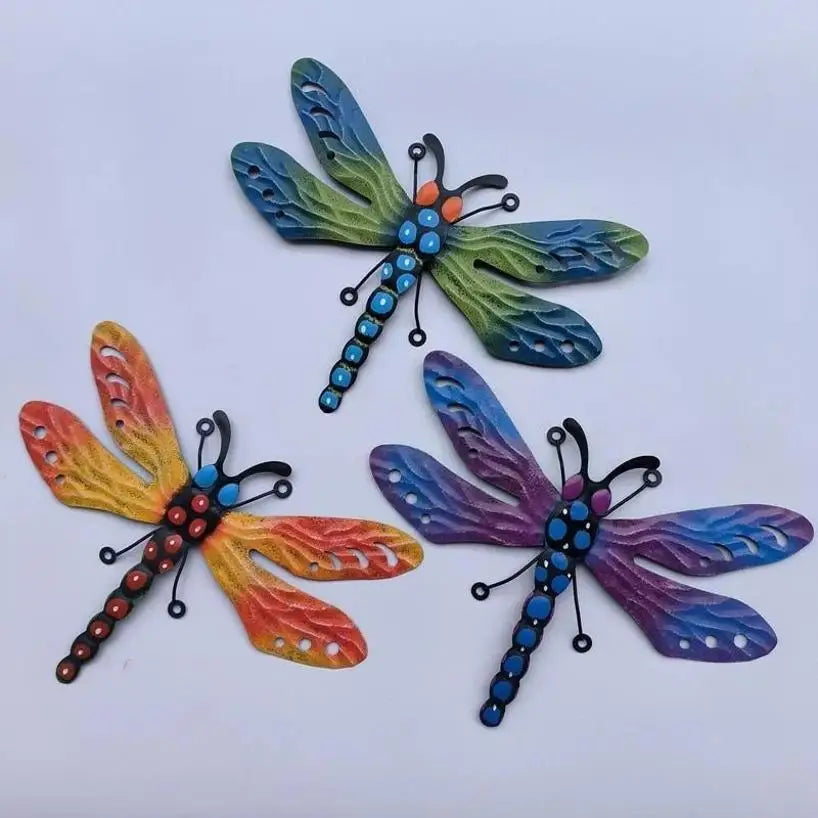 3D Metal Dragonfly & Bee Wall Art – Colorful Garden Sculpture Garden Wall Sculpture Axl