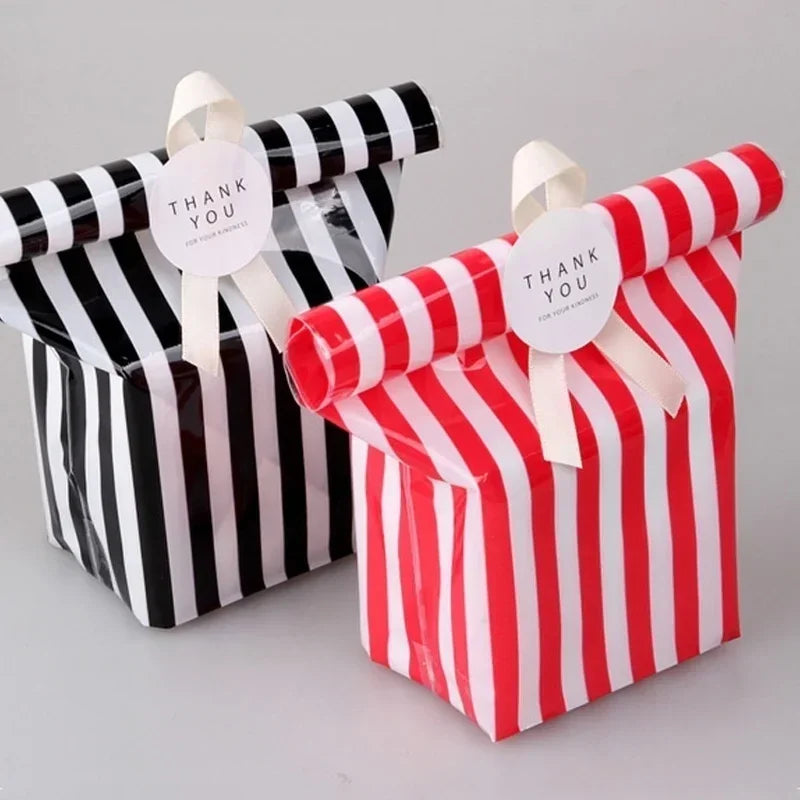 50-Pack Stripe Bow Tie Gift Bags for Candy, Cookie & Party Favors Party Favor Bags Axl