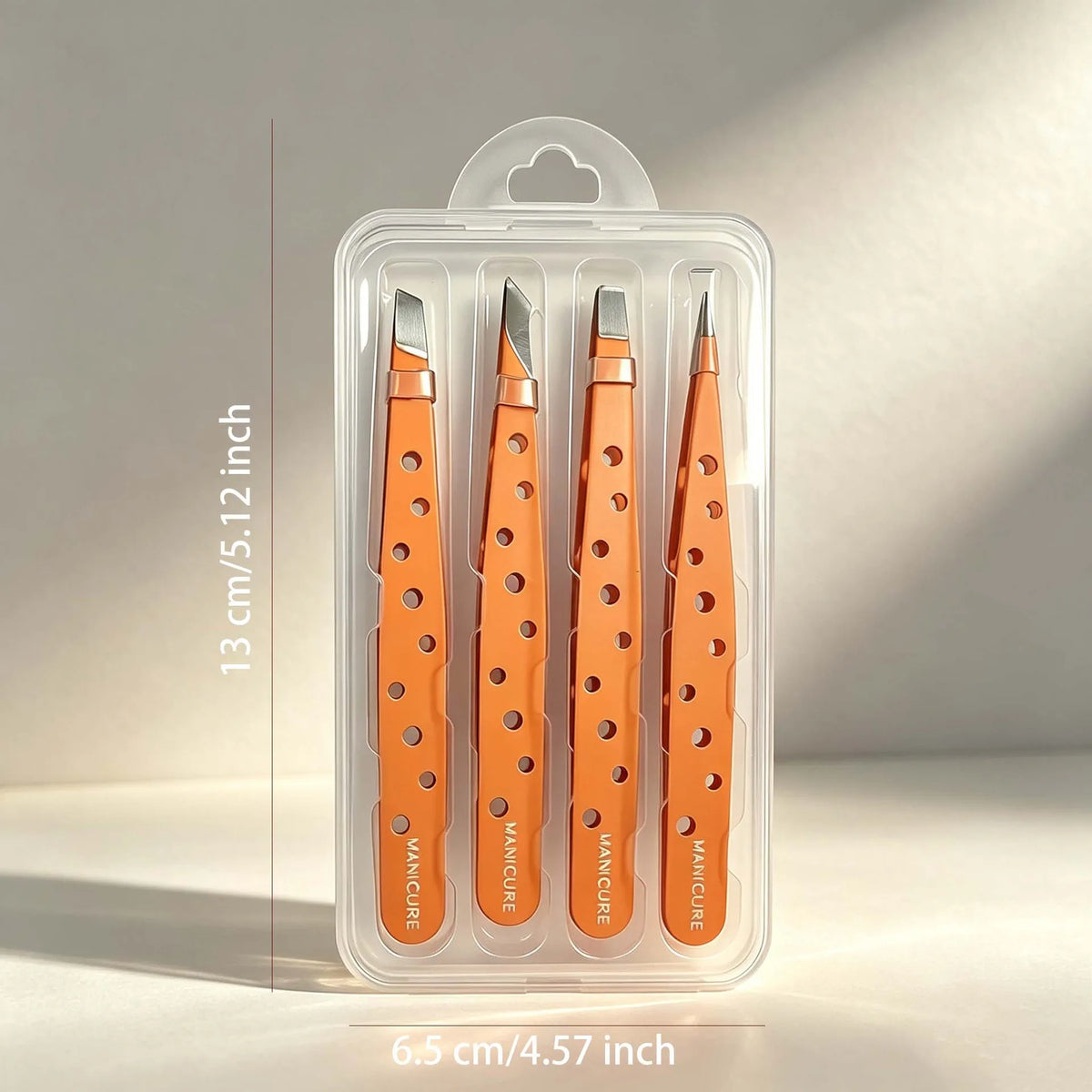 Stainless Steel Slant Tip Eyebrow Tweezers | Makeup Tool Eyebrow Tweezers Axl Orange round-hole ey 4