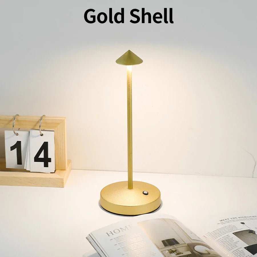 Type-C Rechargeable LED Table Lamp | Touch Dimmer Cordless Rechargeable Table Lamp Axl Gold