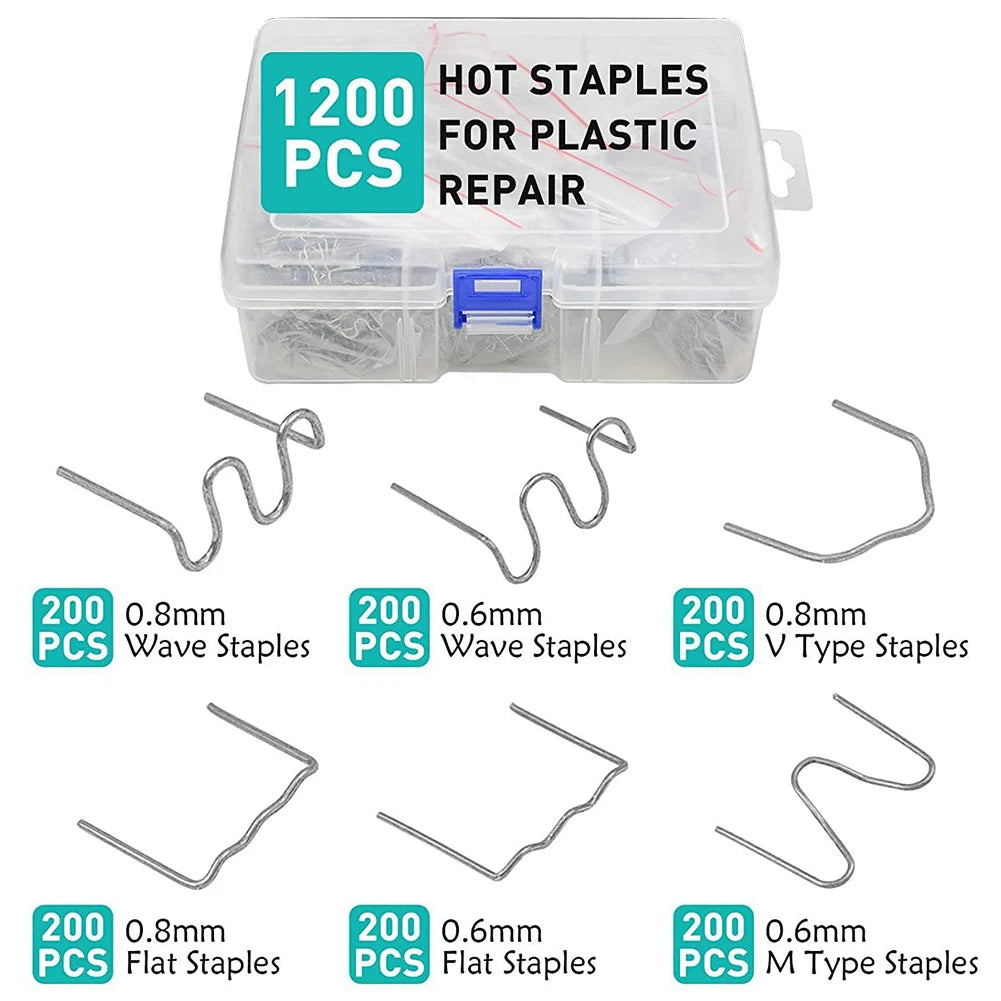 1200 Pcs Bumper Welding Pins – 6 Size Hot Staples Repair Kit Bumper Welding Staples Axl China Mainland