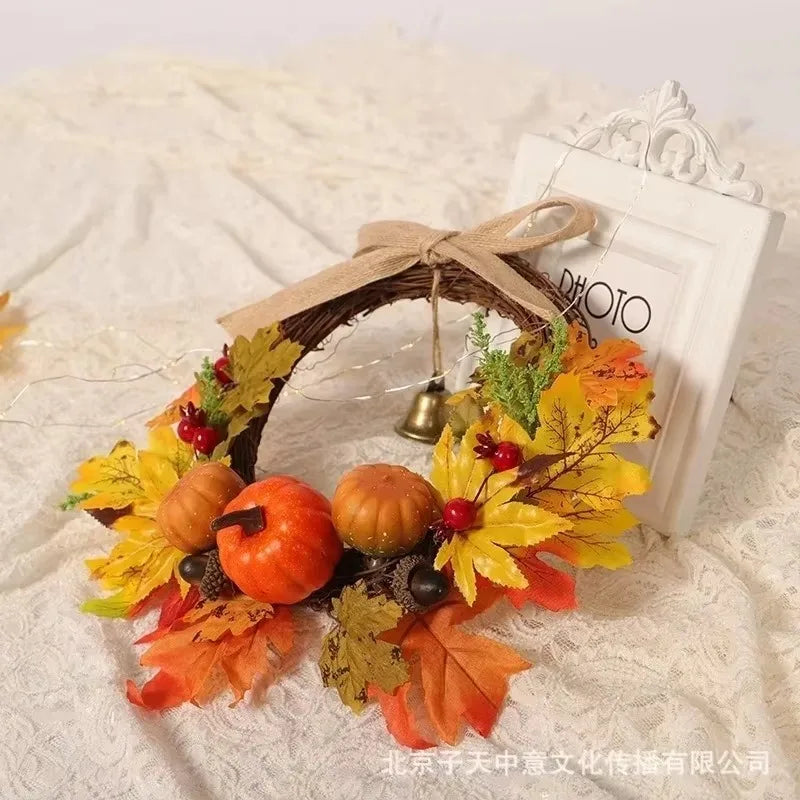 Pumpkin Maple Leaf Bell Garland – Fall Door Hanging Decor Seasonal Door Hanging Axl