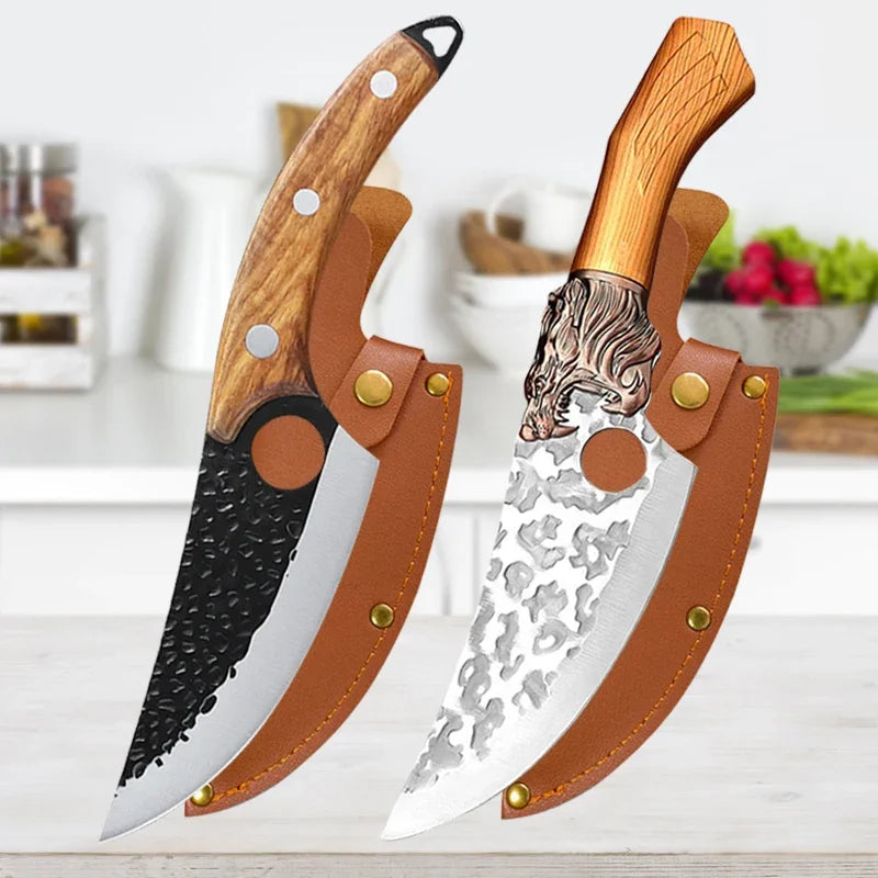Stainless Steel Meat Cleaver & Chef Knife – Wooden Handle Kitchen Chef Knife Axl Knife AB