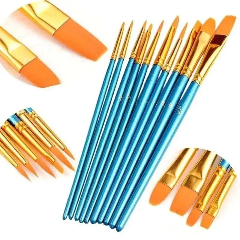 10-Piece Artist Paint Brush Set – Acrylic, Oil & Watercolor Artist Paint Brushes Axl