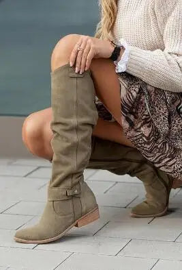 Women's Suede Ankle Boots – Low Heel Western Cowboy Booties Women's Ankle Boots Axl