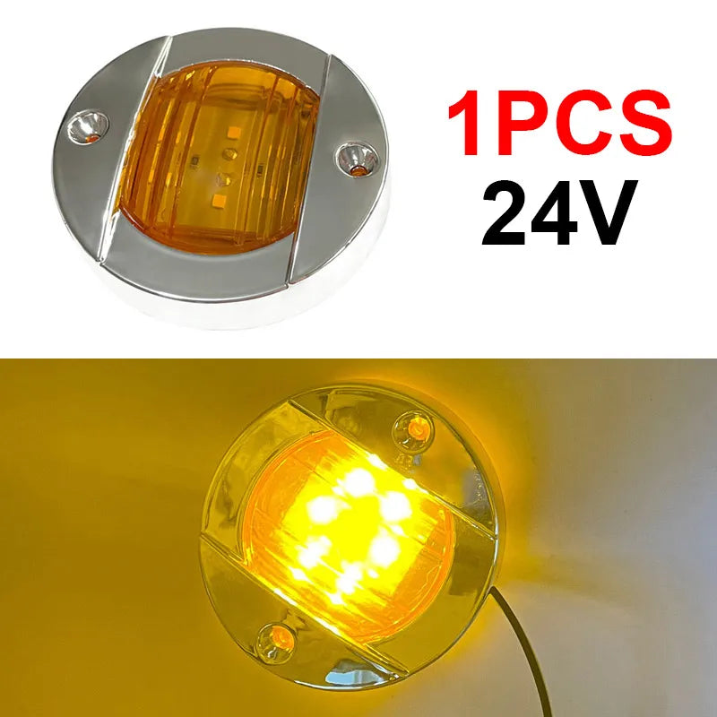 DC 12V/24V Marine LED Stern Light – Round IP67 Boat Tail Lamp Marine LED Light Axl 24V Yellow 1Pcs