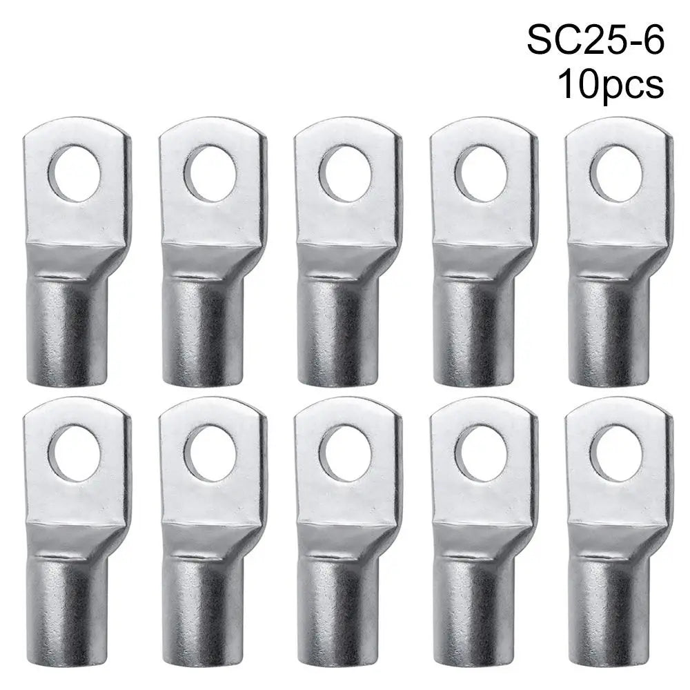 10Pcs SC Type Tinned Copper Ring Terminal Crimp Lug Kit Ring Terminal Crimp Lugs Axl 10pcs SC25-6