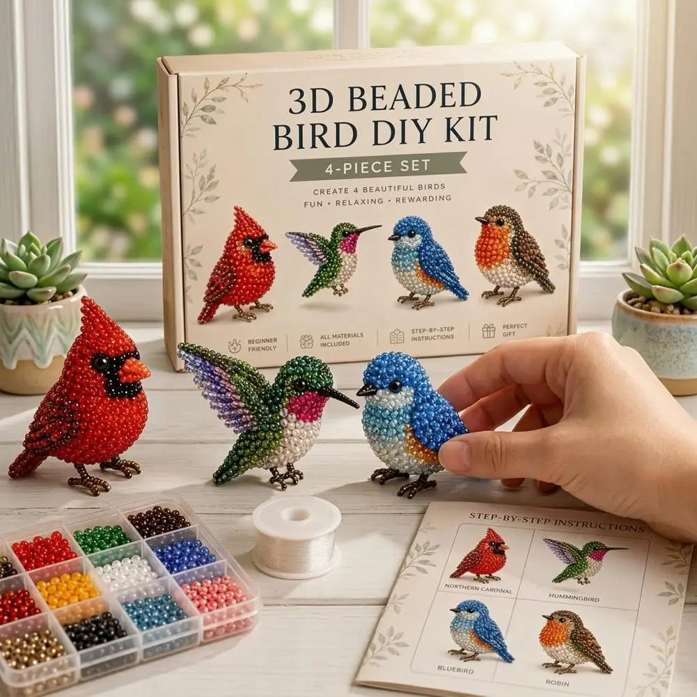 3D Bead Art Animal DIY Kit – 4-Piece Beadwork Craft Set Bead Craft Kit Axl