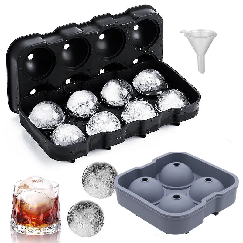 Sphere Ice Ball Mold – 8-Cavity Silicone Round Ice Cube Tray Ice Ball Mold Axl