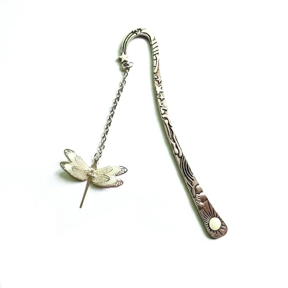 Luminous Metal Bookmark – Dragonfly & Butterfly Glow Design Metal Bookmark Axl Dragonfly