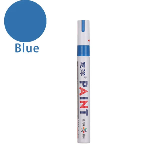 12-Color Waterproof Permanent Paint Markers – Tire & Multi-Surface Paint Marker Set Axl Blue