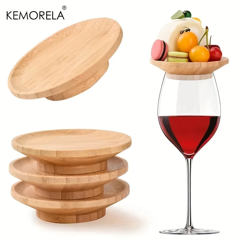 Bamboo Serving Coaster Plates 4/6 PCS – Round Appetizer Tray Bamboo Serving Plates Axl