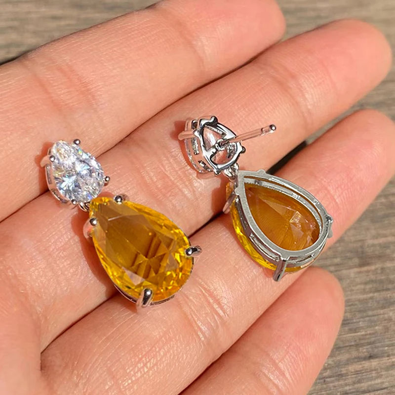 Huitan Pear CZ Dangle Earrings – Elegant Drop Earrings Women CZ Dangle Earrings Axl
