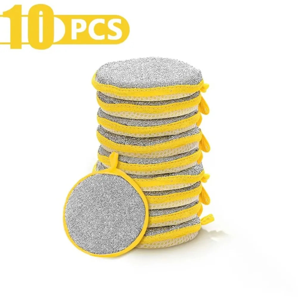 Double-Sided Dishwashing Sponge Scouring Pads | 3/5/10 Pack Kitchen Sponge Pad Axl yellow 10pcs