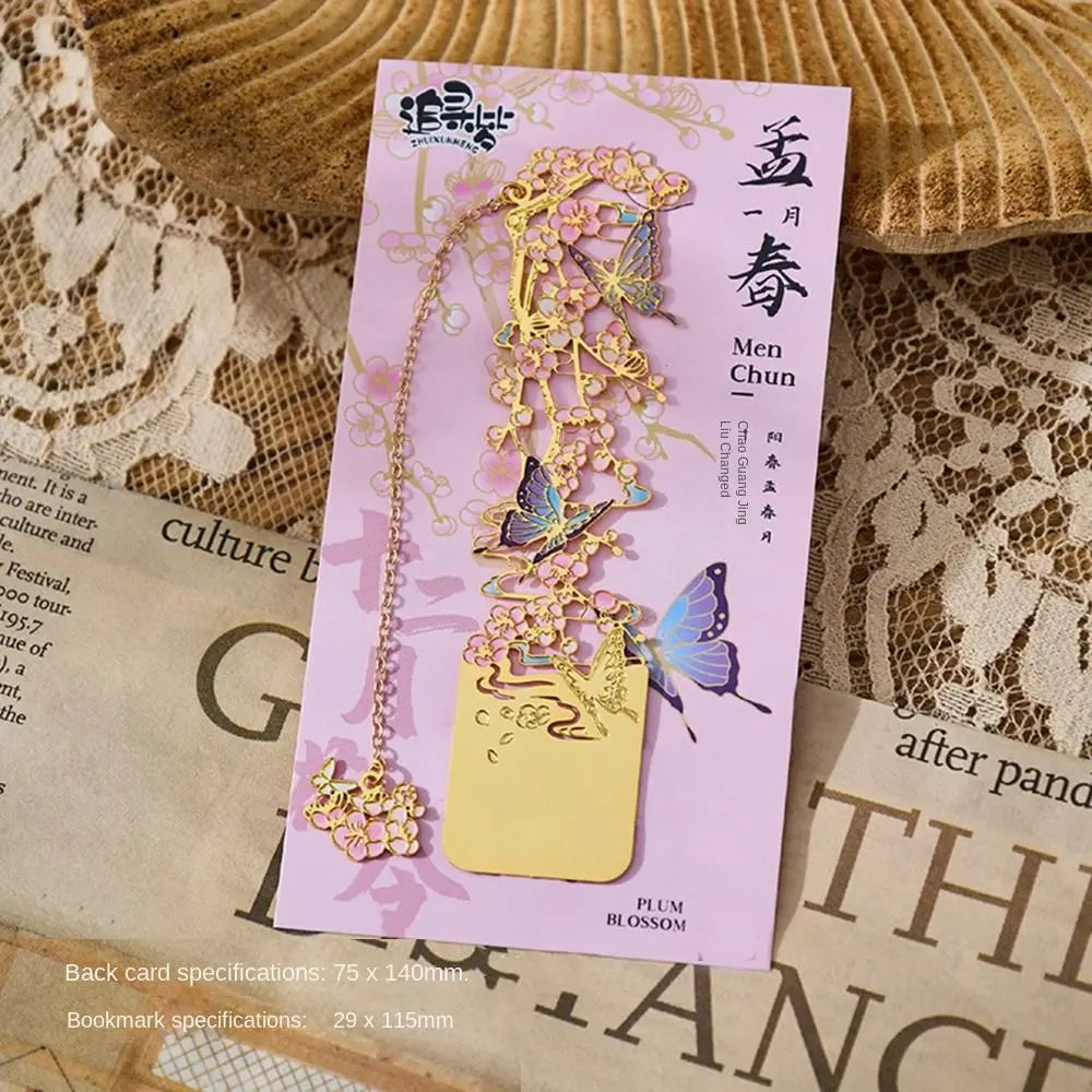 Retro Metal Hollow Flower Bookmark with Tassel | Chinese Style Metal Bookmark Axl Style 1