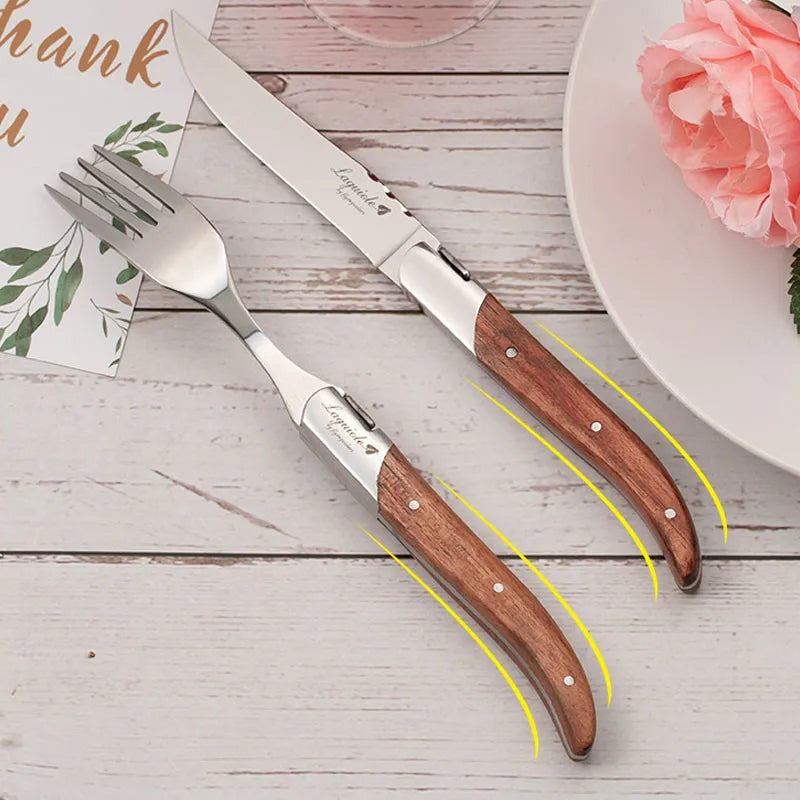 Laguiole Steak Knives Rosewood Handle Set 2–10 Pcs | 8.25" Steak Knife Set Axl