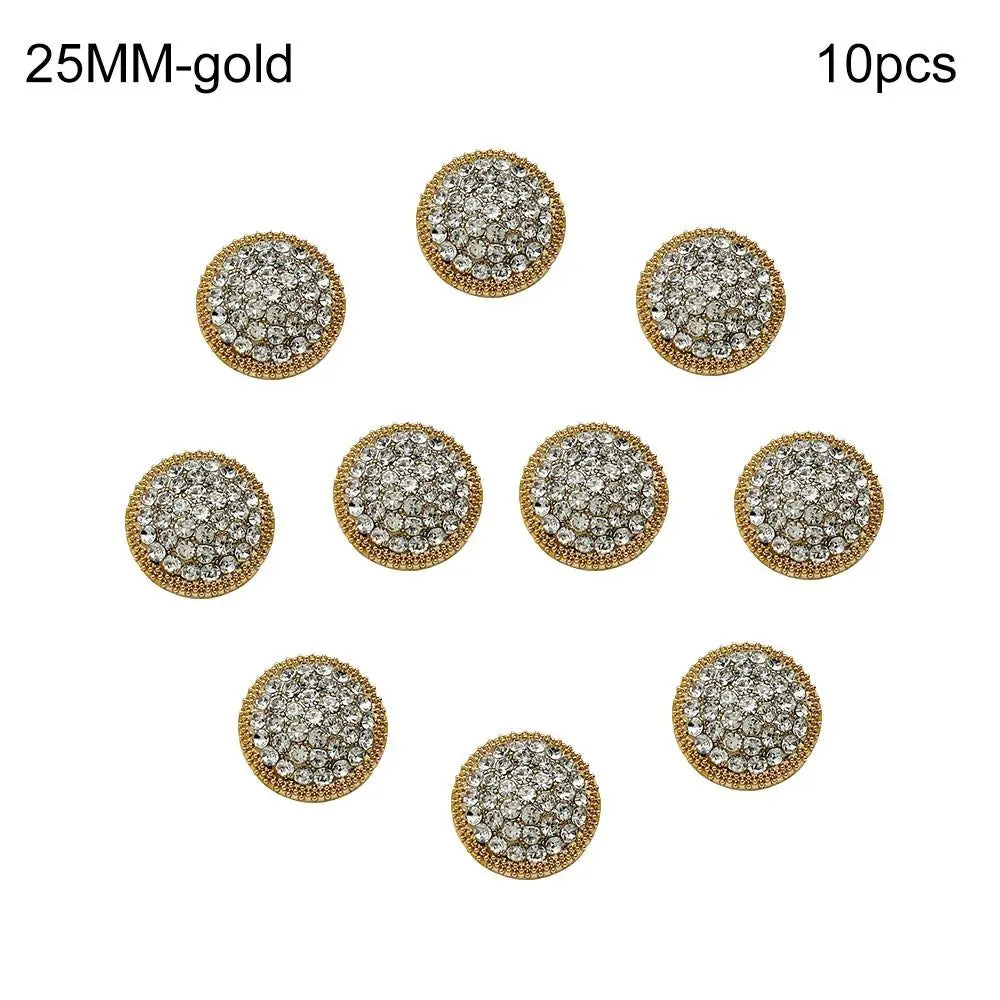 10-Pack Metal Rhinestone Snap Buttons for DIY Sewing & Crafts Rhinestone Sewing Buttons Axl gold-10pcs 25MM