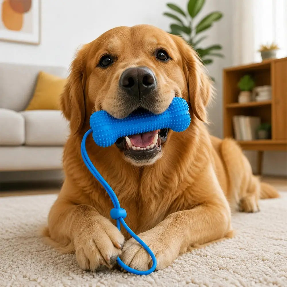 Dog Dental Chew Toy with Rope – TPR Molar Stick for Dogs Dog Chew Toy Axl