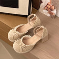 Butterfly-Knot Mary Jane Heels | Lolita Ankle Strap Pumps Mary Jane Pumps Axl Khaki 36