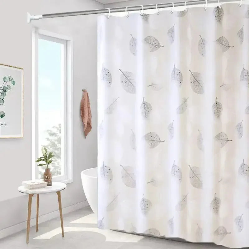 PEVA Waterproof Shower Curtain – Leaf Pattern & Rust-Proof Hooks Shower Curtain Axl Leaves 100X180cm