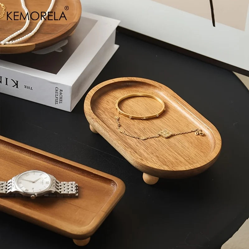 KEMORELA Solid Wood Serving Tray – Vintage Pedestal Stand Wooden Serving Tray Axl