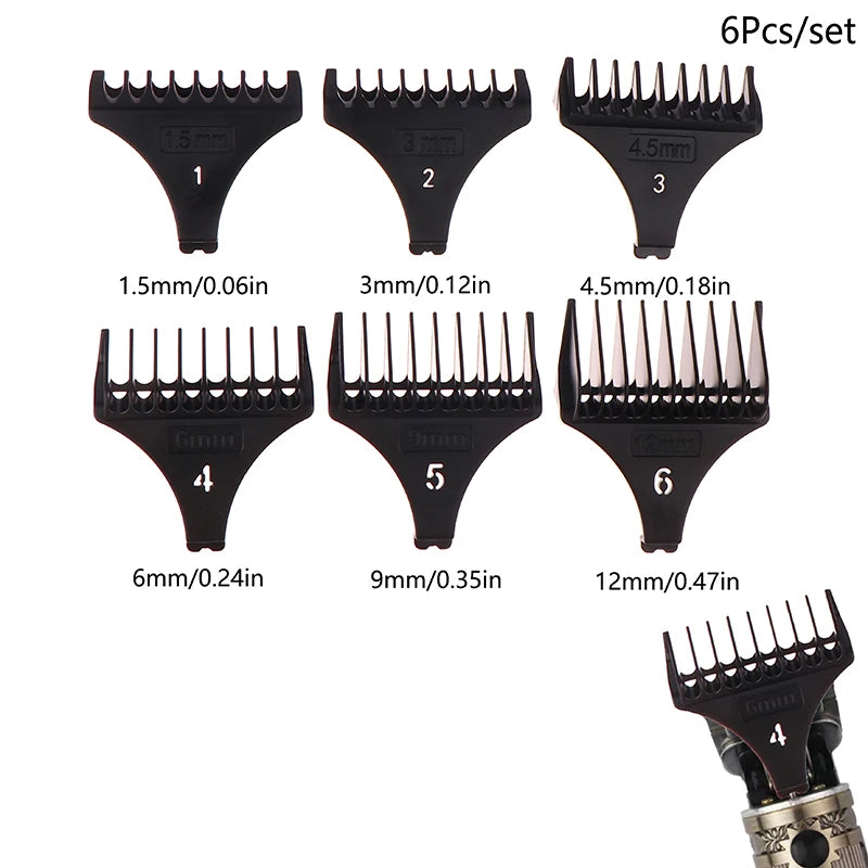 6-Pc Hair Trimmer Guide Comb Set – T9 Blade Guards 1.5–12mm Trimmer Guide Combs Axl