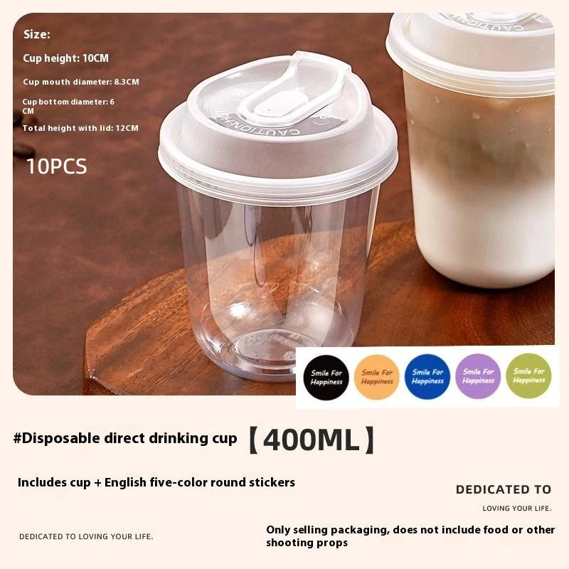 10-Pack Transparent U-Shaped Disposable Cups with Lids Disposable Beverage Cups Axl P4