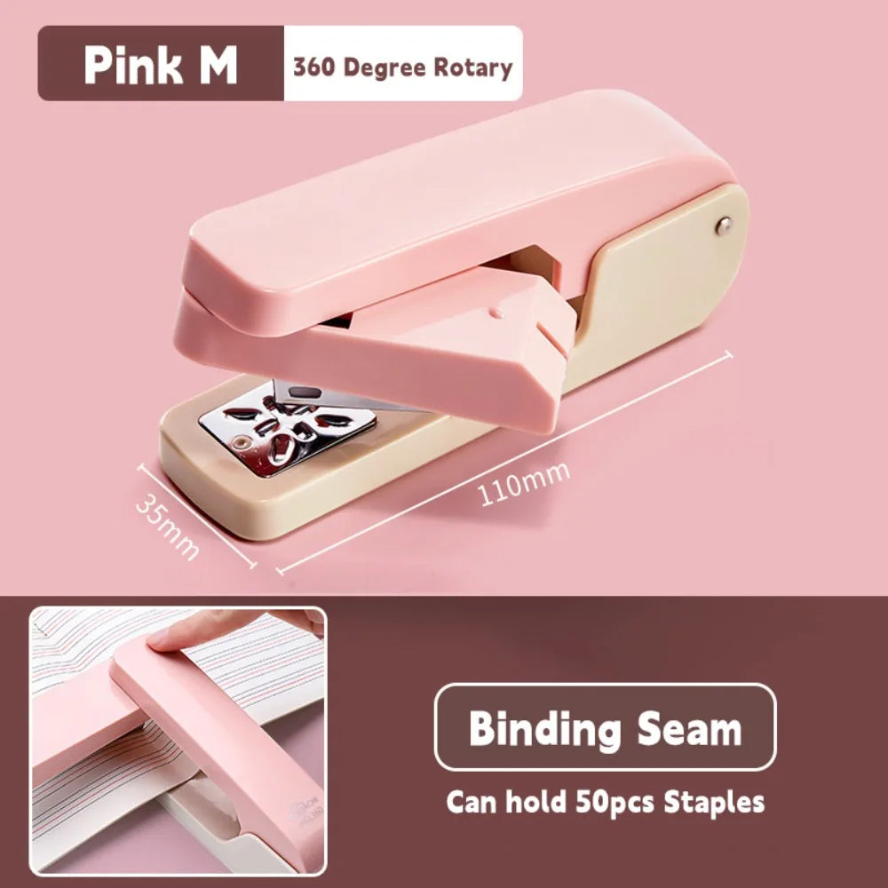 360° Rotary Heavy Duty Stapler – 24/6 26/6 Staples Rotary Stapler Axl Pink M