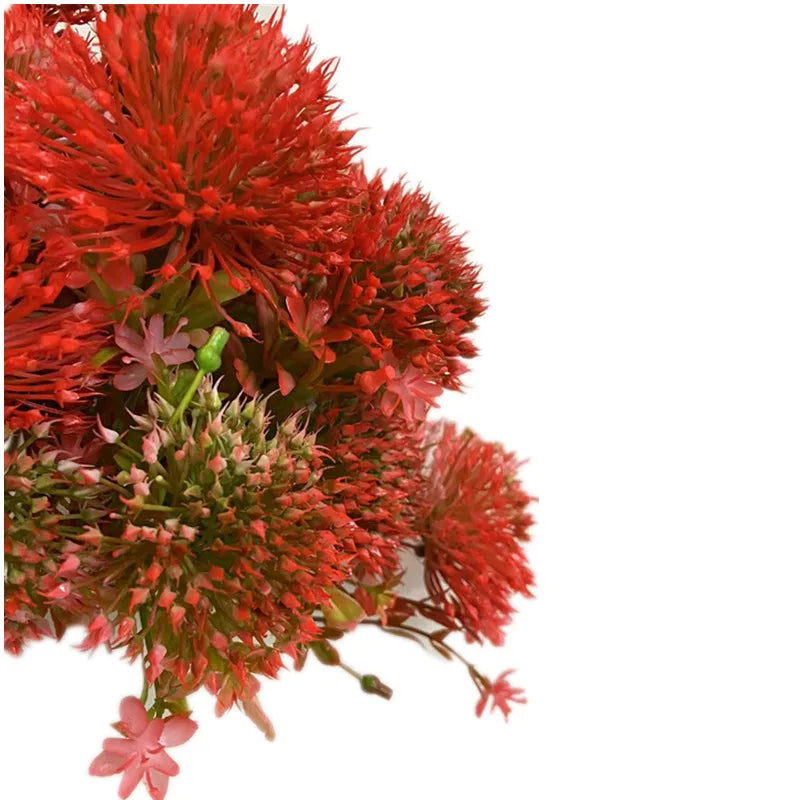 Faux Red Leucospermum Flower Bunch – 5 Heads Artificial Stem Artificial Flower Stem Axl