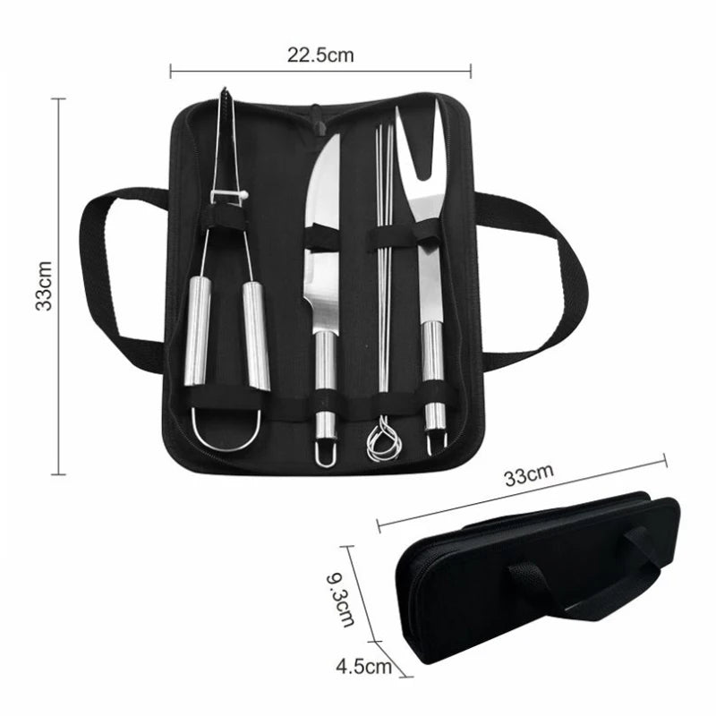 Stainless Steel BBQ Tool Set – 6–8 Pc Outdoor Grill Kit BBQ Grill Tool Set Axl