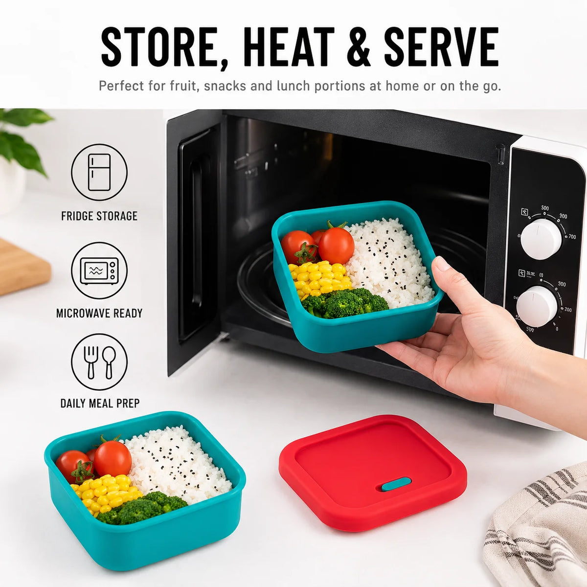 Uwhise 300ml Silicone Bento Box | Microwave Safe Lunch Box Silicone Lunch Box Axl