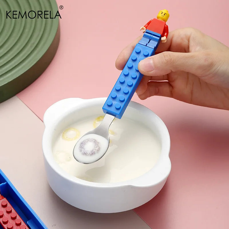 Building Blocks Kids Cutlery Set – Stainless Steel Fork & Spoon Kids Cutlery Set Axl