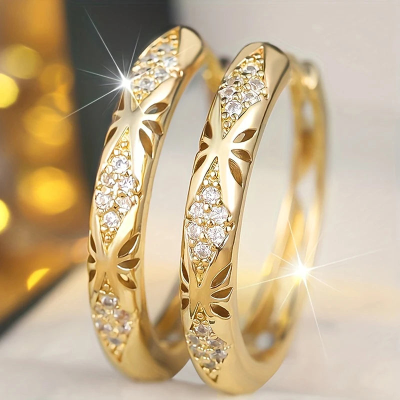 Huitan Sparkling CZ Hoop Earrings – Women's Fashion Jewelry Hoop Earrings Axl