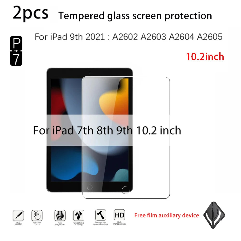 2-Pack HD Tempered Glass Screen Protector for iPad 7th–12th Gen Tablet Screen Protector Axl for ipad9th 10.2