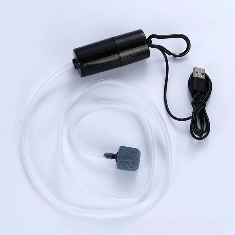 Portable Mini USB Fish Tank Air Pump – Silent Aquarium Oxygenator Aquarium Air Pump Axl black
