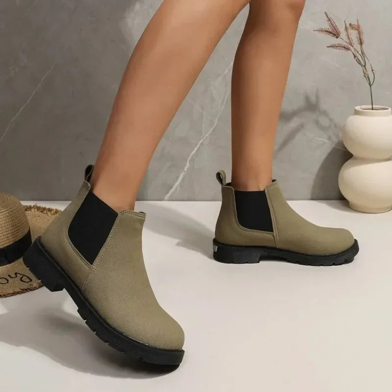 Women's Suede Chelsea Ankle Boots – Chunky Platform Slip-On Chelsea Ankle Boots Axl