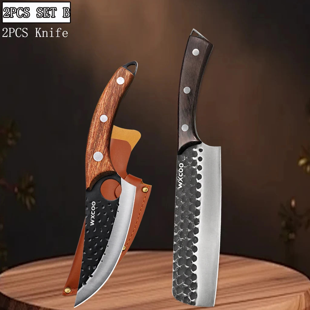 WXCOO Chef Knife Set 1-4PCS | Forged Stainless Steel Knives Kitchen Knife Set Axl 2PCS B