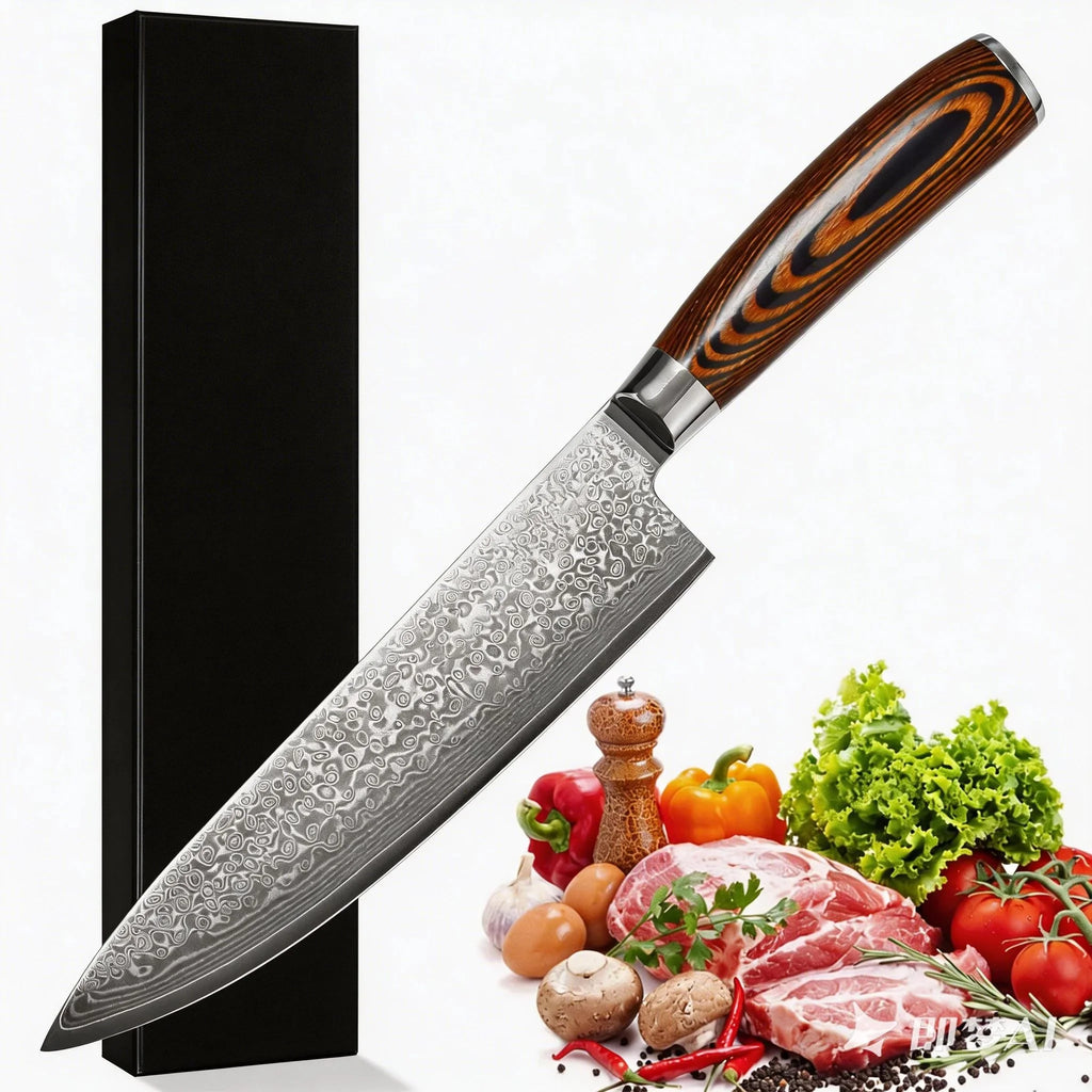 67-Layer Damascus Steel Cleaver Knife | Japanese Gift Set Damascus Kitchen Knife Axl 1pcs
