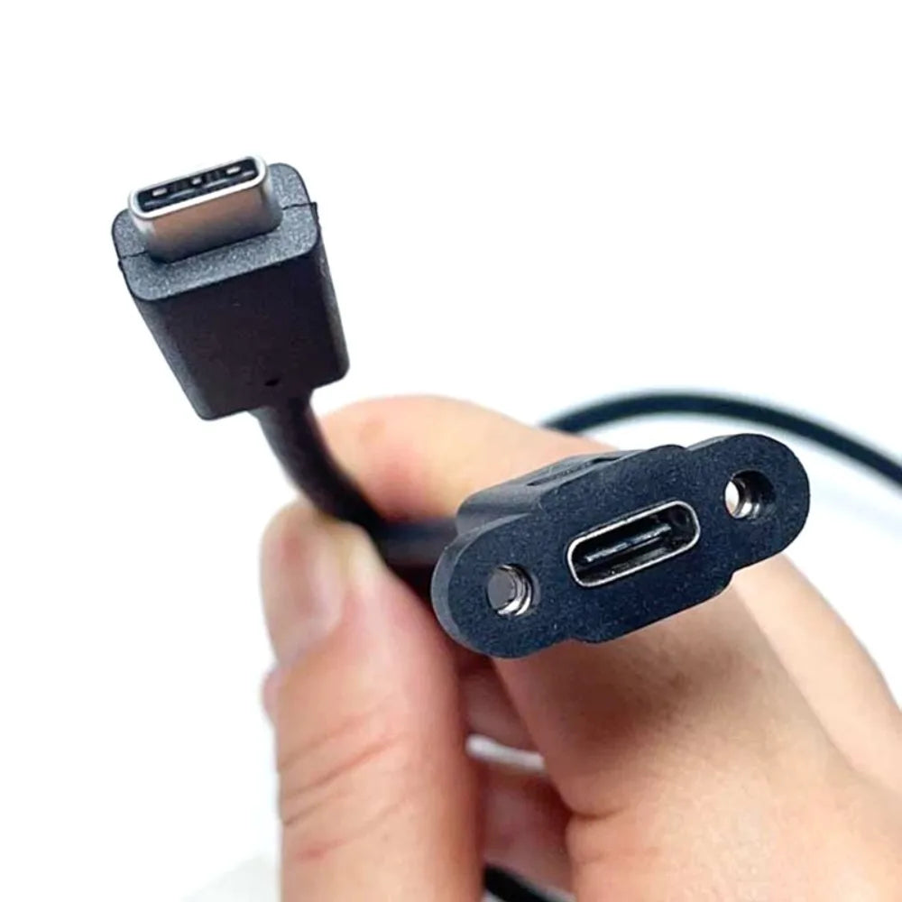 USB-C Panel Mount Extension Cable – Screw Lock Male to Female USB-C Extension Cable Axl