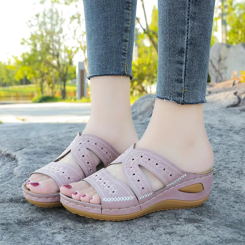 Women's Platform Wedge Sandals – Open Toe Slip-On Slippers Platform Wedge Sandals Axl