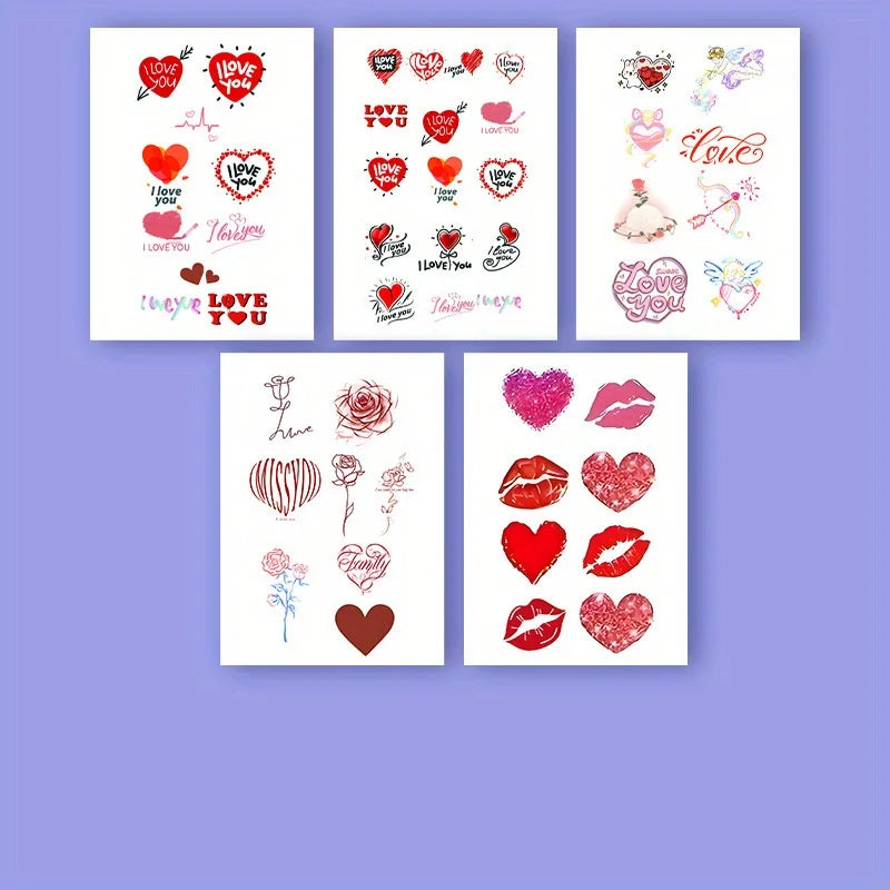 Temporary Tattoos 10 Sheets – Heart, Rose & Love Designs Temporary Tattoos Axl