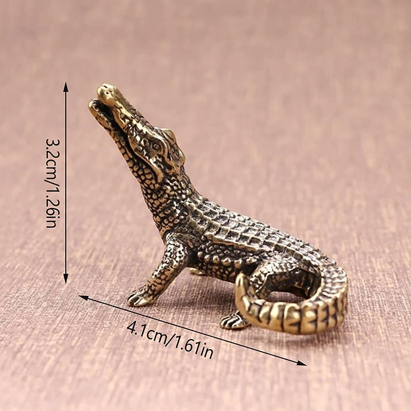 Antique Bronze Crocodile Brass Miniature Figurine | Alligator Statue Miniature Figurine Axl