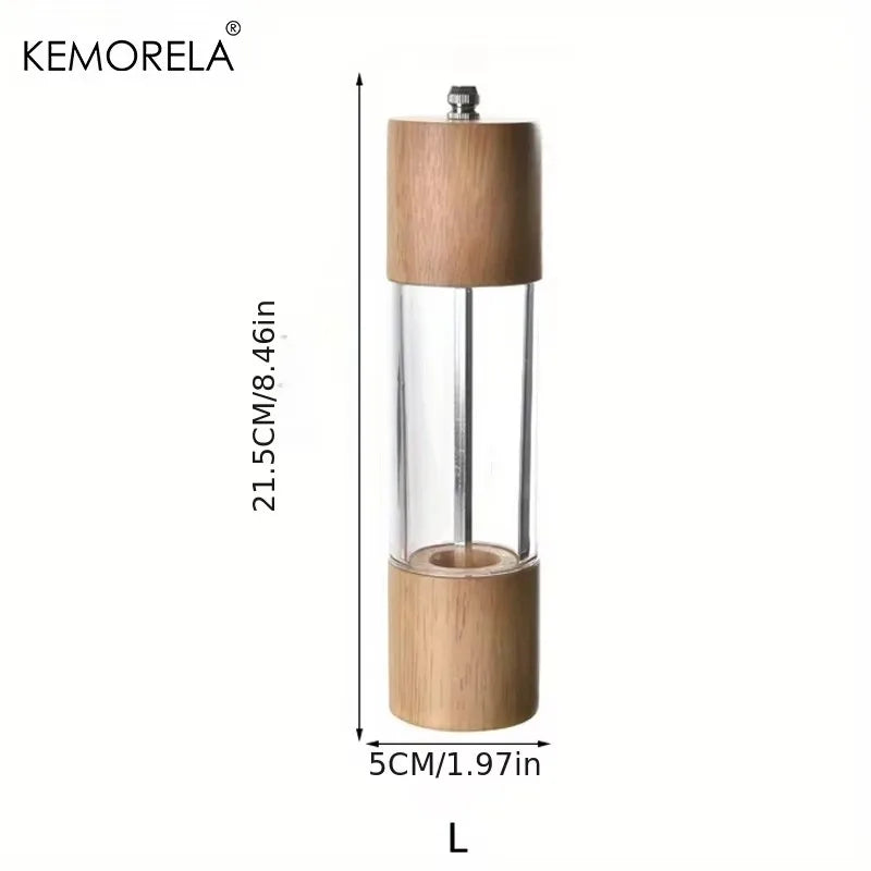 KEMORELA Acrylic & Wood Salt and Pepper Grinder Set Salt & Pepper Mill Axl L
