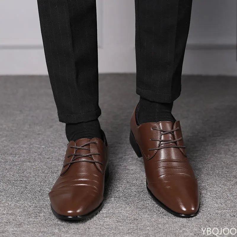 Men's Plus Size Formal Leather Shoes – Lace-Up Business Flats Men's Dress Shoes Axl