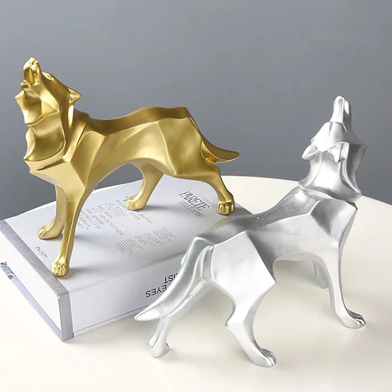 Modern Abstract Wolf Figurine – Geometric Resin Animal Statue Decorative Figurine Axl