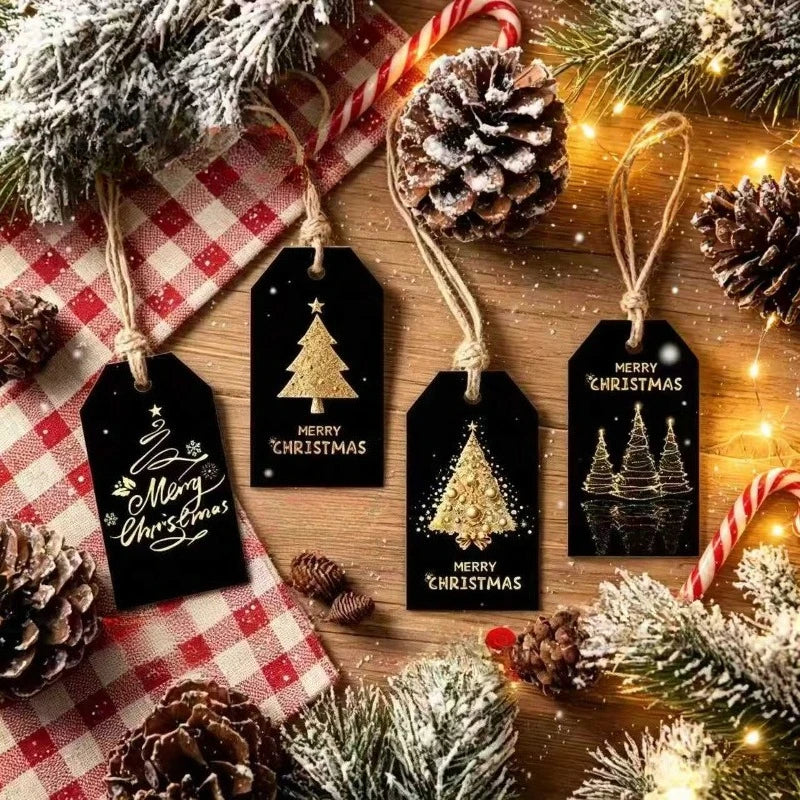 Christmas Gift Hang Tags 48/96 Pack – Black Gold Holiday Labels Holiday Gift Tags Axl
