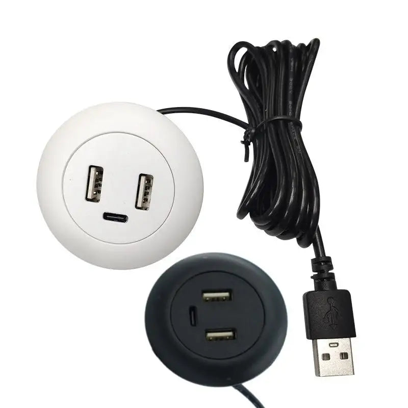 3-in-1 Embedded USB Hub – Desk Mounted USB-A & Type-C Charger Embedded USB Hub Axl