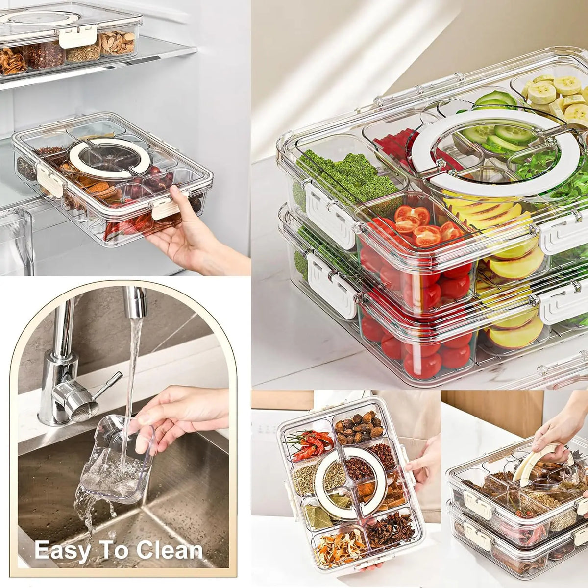 8-Grid Divided Plate with Lid – Fridge Food Storage Box Food Storage Container Axl