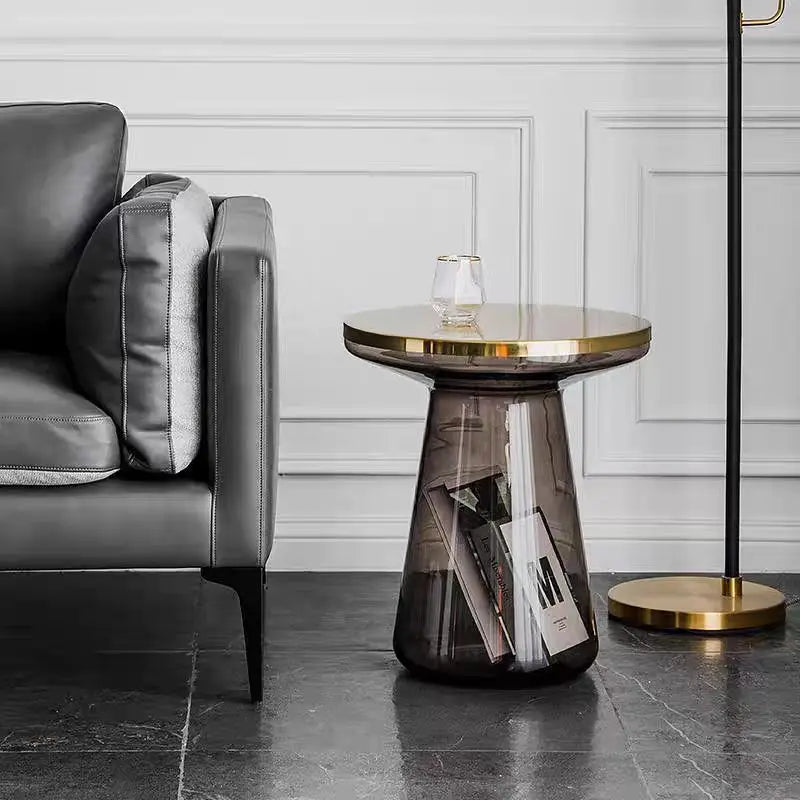 Round Glass Coffee Table – Nordic Modern Living Room Side Table Glass Coffee Table Axl